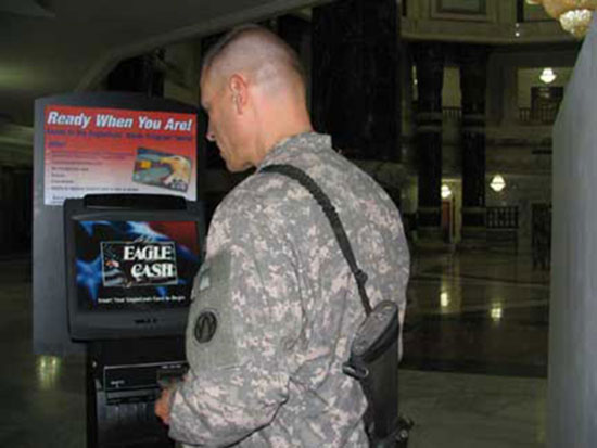 photo of Soldier using the kiosk