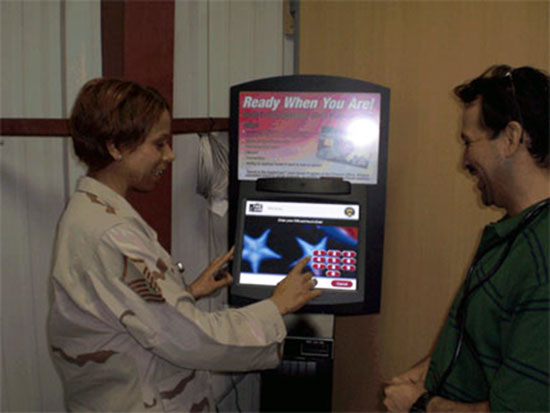 photo of Soldier using the kiosk